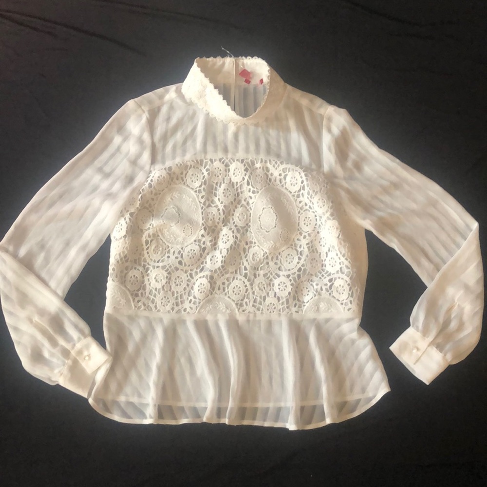 Guess long sheer sleeves Crochet Lace appliqué S